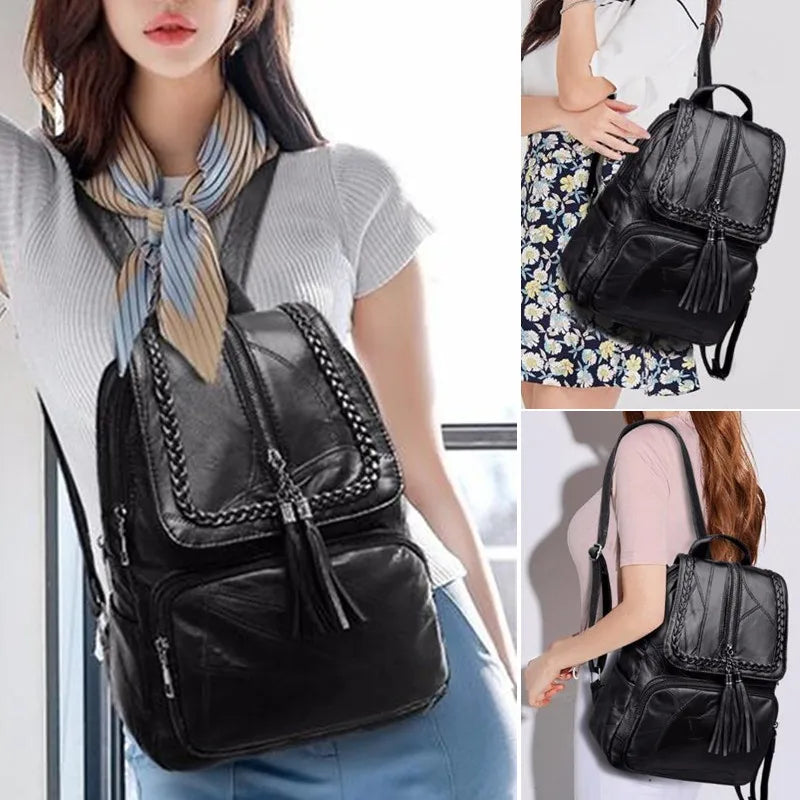 Women's Large Capacity PU Leather Backpack