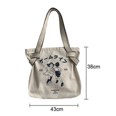 Women's Canvas Shoulder Bag Large Capacity Handbag Eco-Friendly Shopping Tote