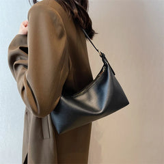 Textured Leather Women's Shoulder Bag Retro Zipper Bag