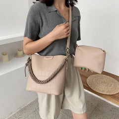 Women's Stone Pattern Shoulder Bag Messenger Bag Set
