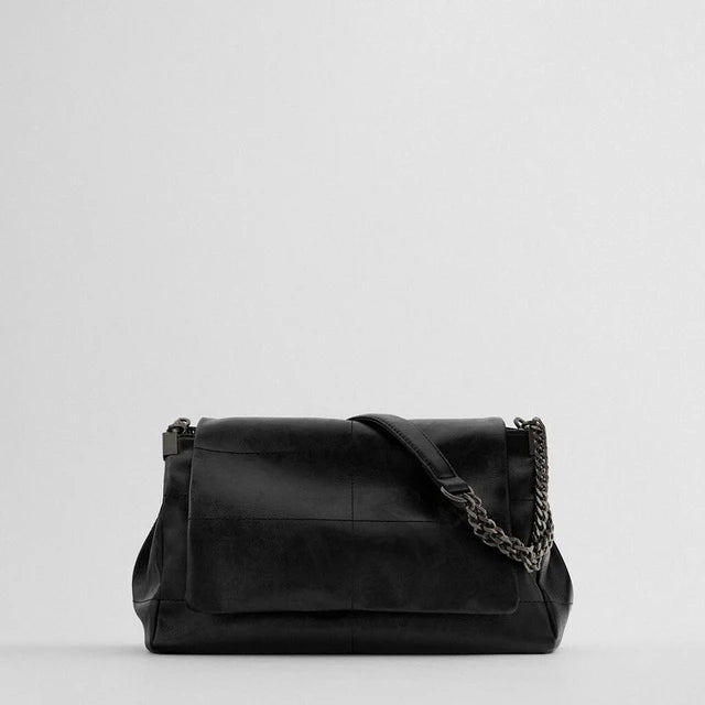 Texture Folding Women's Leather Handbag Shoulder Bag