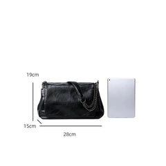 Texture Folding Women's Leather Handbag Shoulder Bag