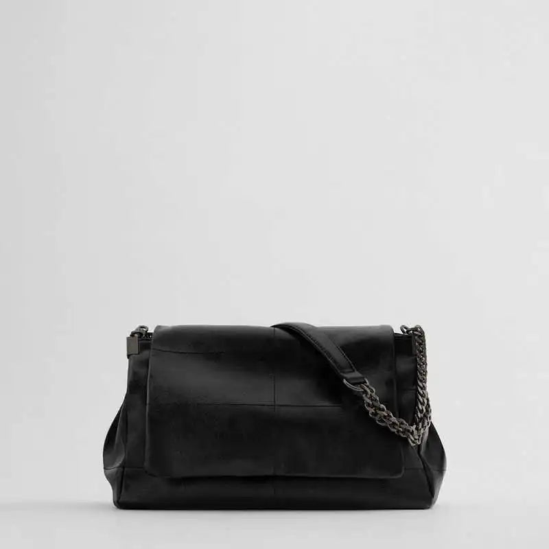 Texture Folding Women's Leather Handbag Shoulder Bag