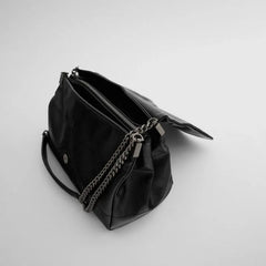 Texture Folding Women's Leather Handbag Shoulder Bag