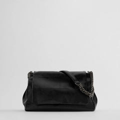 Texture Folding Women's Leather Handbag Shoulder Bag