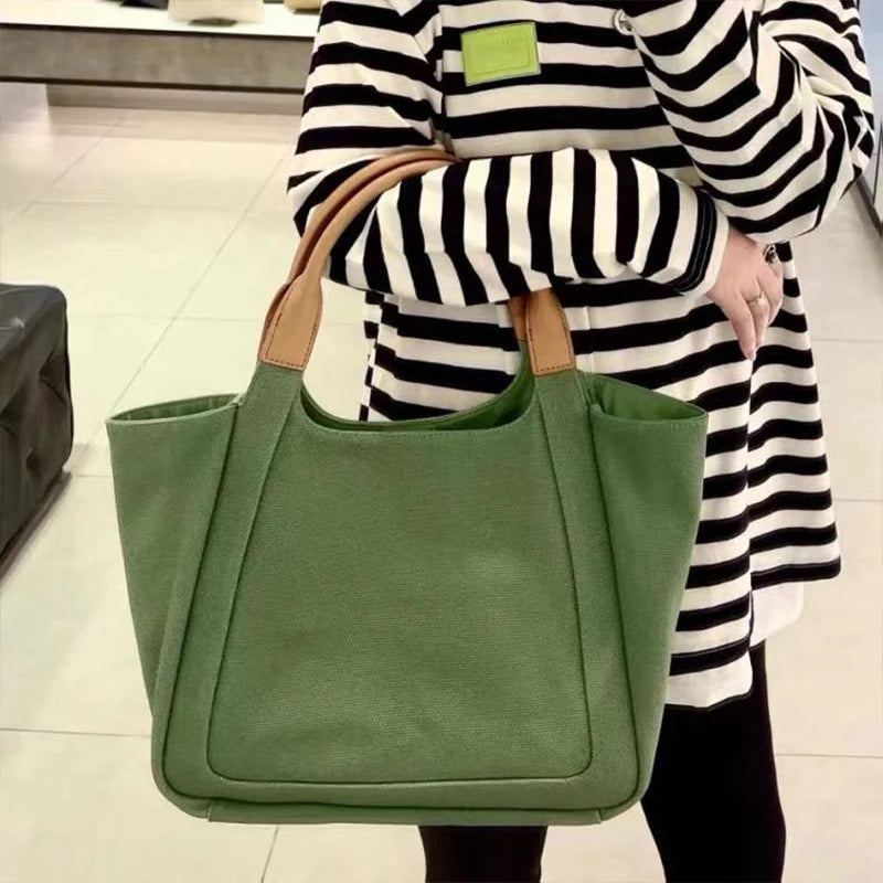 Japanese Style Canvas Tote Bag with Large Capacity