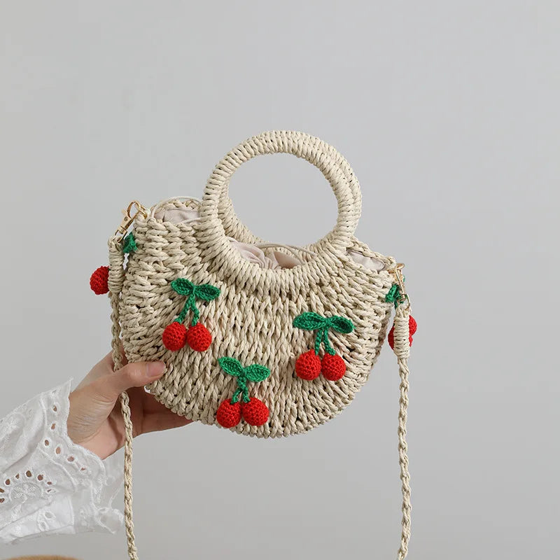 Cherry Small Fresh Straw Bag Hand-Woven Bag Strawberry Messenger