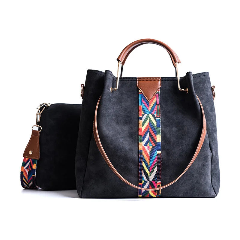 Women's PU Leather Wide Shoulder Strap Bag