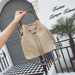 Straw Woven Small Bag Women's Messenger Bucket Bag
