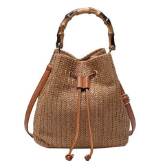 Straw Woven Small Bag Women's Messenger Bucket Bag