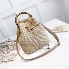 Straw Woven Small Bag Women's Messenger Bucket Bag