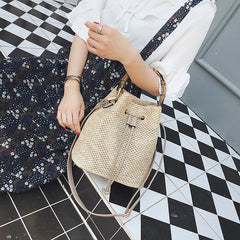Straw Woven Small Bag Women's Messenger Bucket Bag