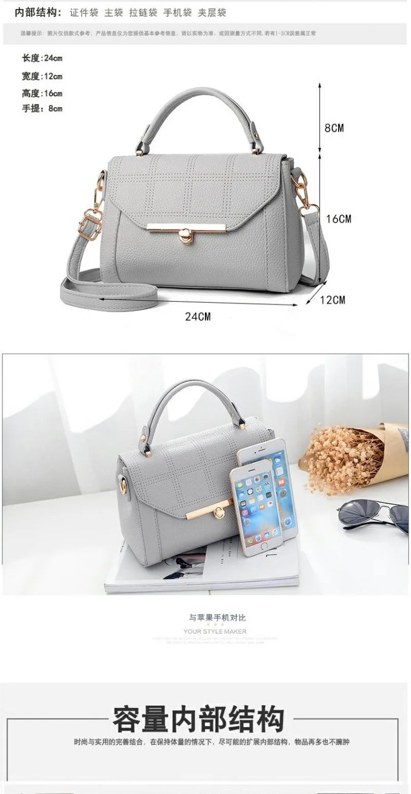 Women's Square Mini Shoulder Messenger Bag PU Leather Solid Color