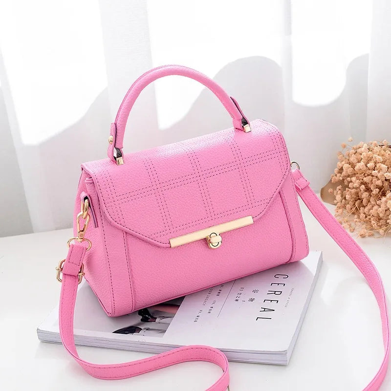 Women's Square Mini Shoulder Messenger Bag PU Leather Solid Color