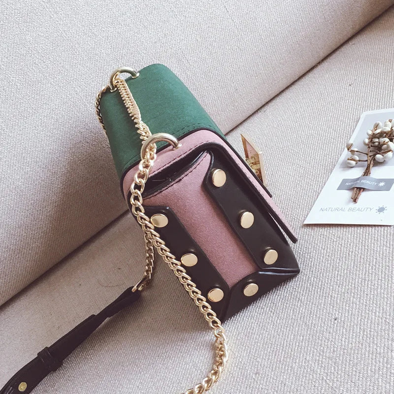 Women's PU Leather Chain Messenger Bag Small Square Shoulder Bag