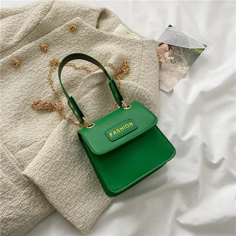 Women's Leather Square Crossbody Bag with Flap Cover
