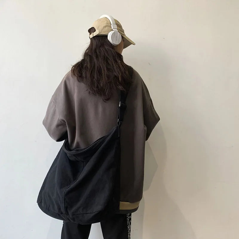 Canvas Saddle Bag Women's Armpit Bags Thick Cotton Cloth Crossbody Bag