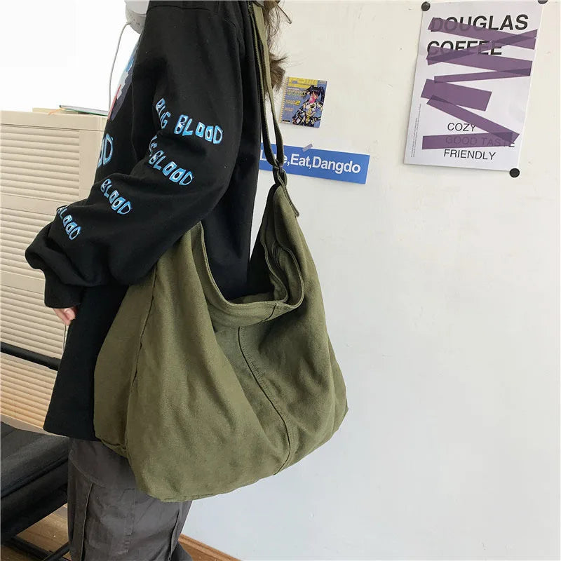 Canvas Saddle Bag Women's Armpit Bags Thick Cotton Cloth Crossbody Bag