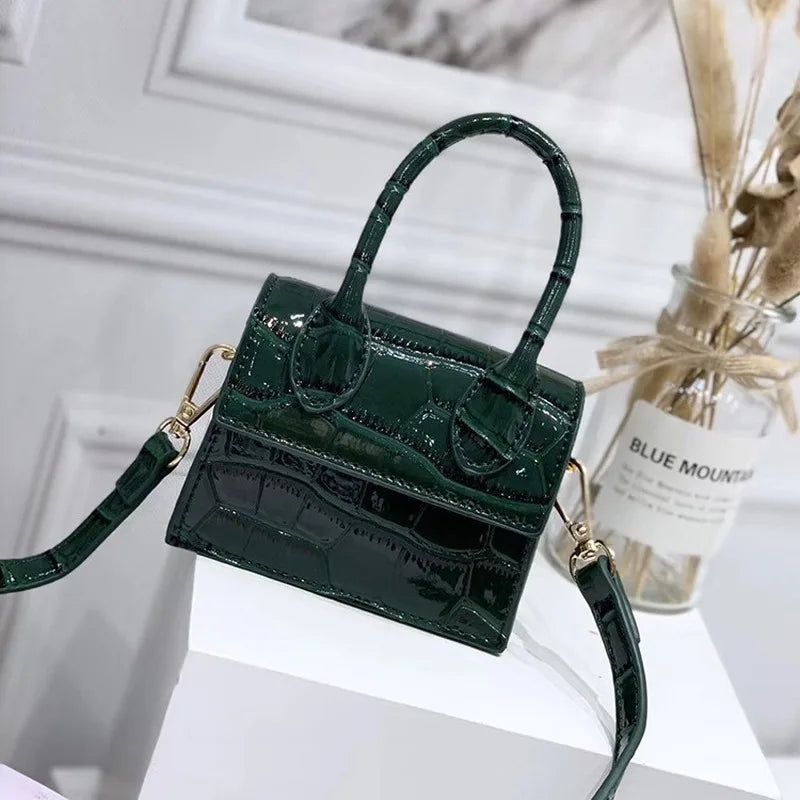 Crocodile PU Leather Mini Messenger Shoulder Bag