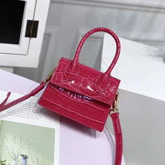 Crocodile PU Leather Mini Messenger Shoulder Bag