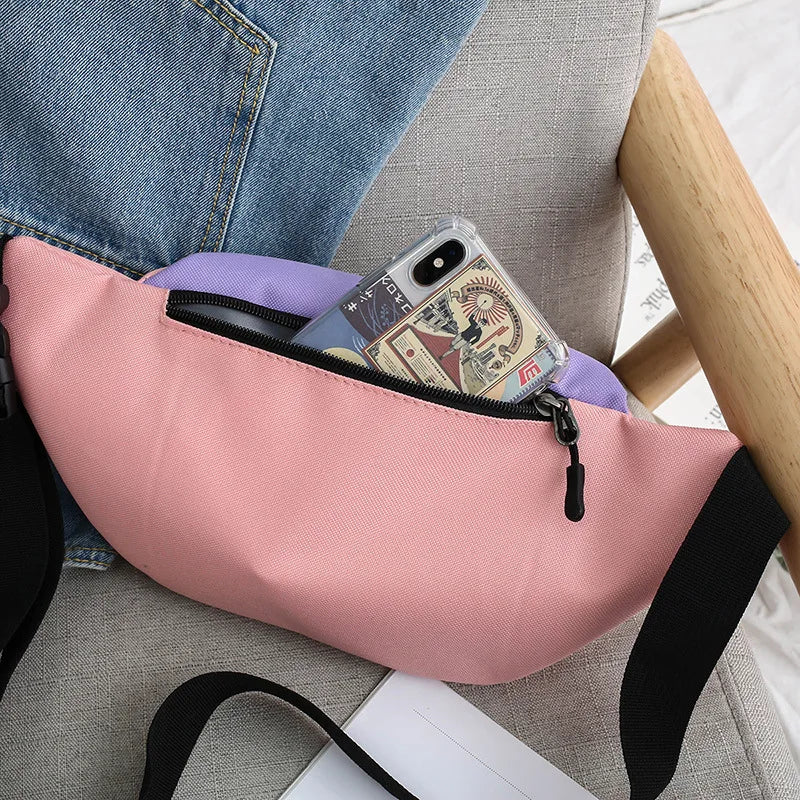 Women's Canvas Messenger Bag Solid Chest Bag