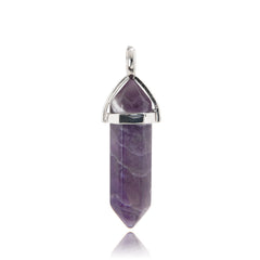 Hexagonal Column Natural Crystal Pendant Single Stone Amethyst Lapis Lazuli