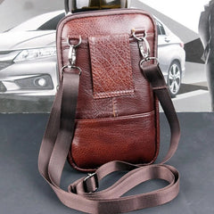 Men Leather Phone Pouch Belt Bag Waist Purse Zipper Anti-theft