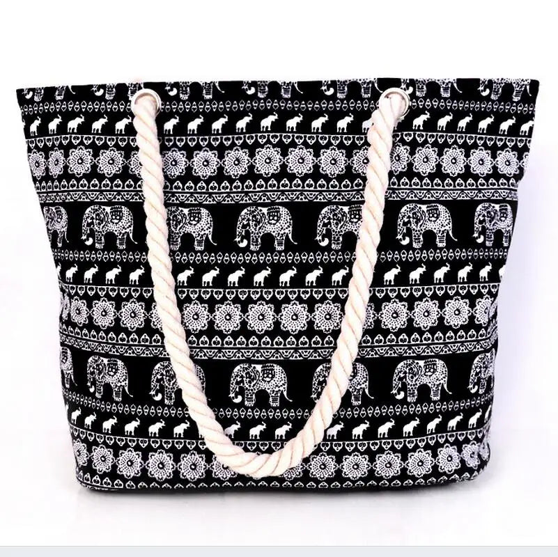 Animal Elephant Canvas Tote Bag Women's Handbag