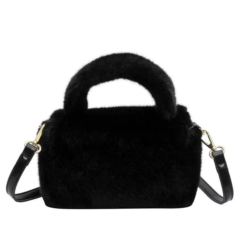Winter Plush Crossbody Bag - Soft Fur Shoulder Bag Purse