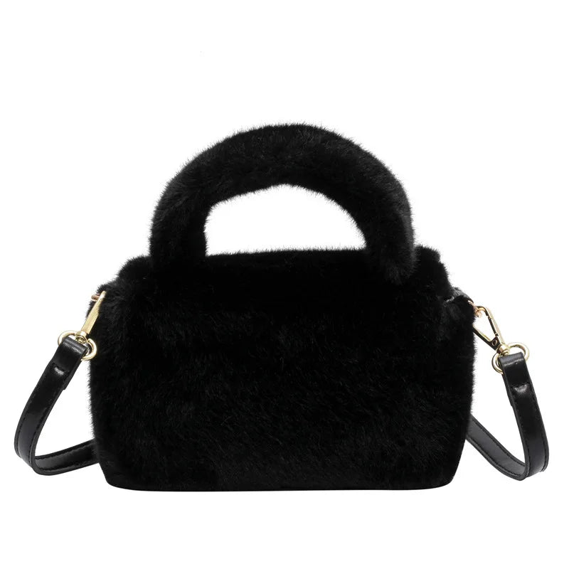 Winter Plush Crossbody Bag - Soft Fur Shoulder Bag Purse