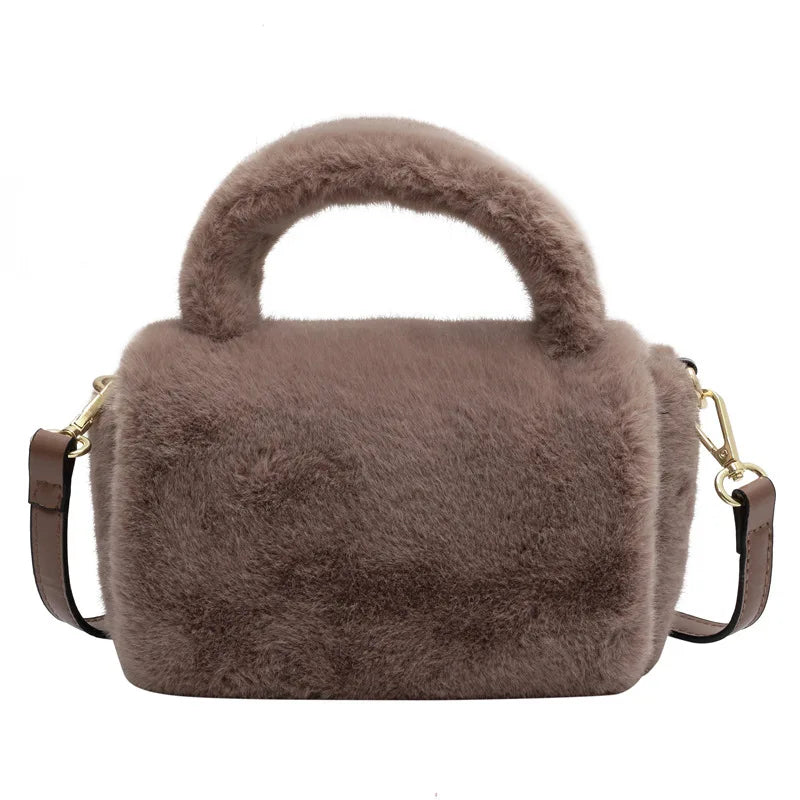 Winter Plush Crossbody Bag - Soft Fur Shoulder Bag Purse