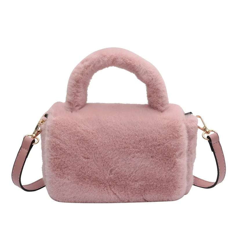 Winter Plush Crossbody Bag - Soft Fur Shoulder Bag Purse