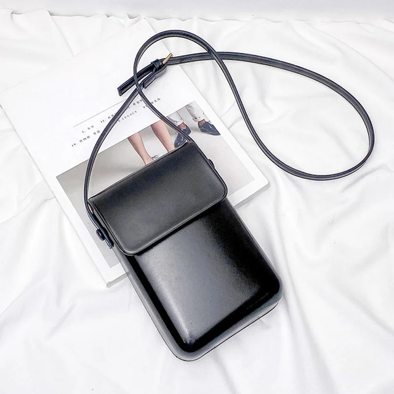 Mini PU Leather Crossbody Bag for Women Girls Ladies Solid Color