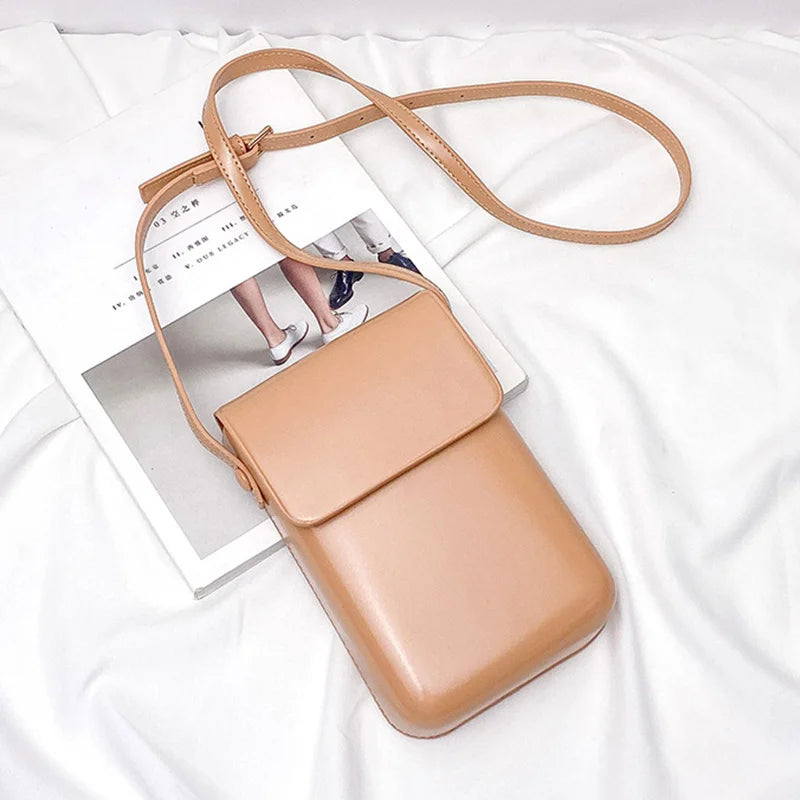Mini PU Leather Crossbody Bag for Women Girls Ladies Solid Color