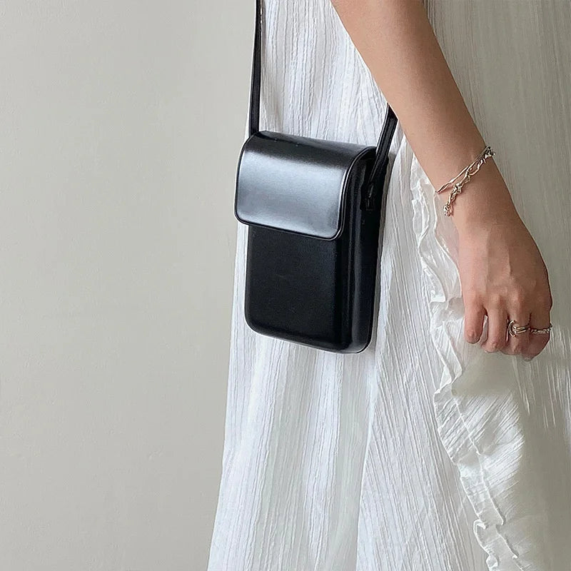 Mini PU Leather Crossbody Bag for Women Girls Ladies Solid Color
