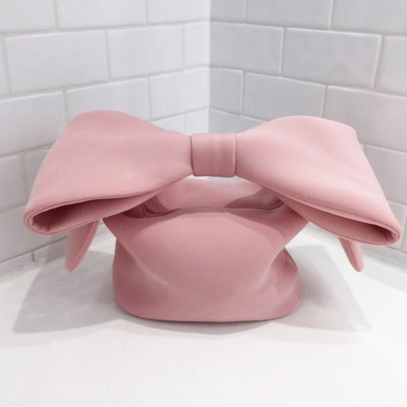 Woman Personality Pink Spliced Bow Evening Clutch Bags