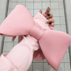 Woman Personality Pink Spliced Bow Evening Clutch Bags
