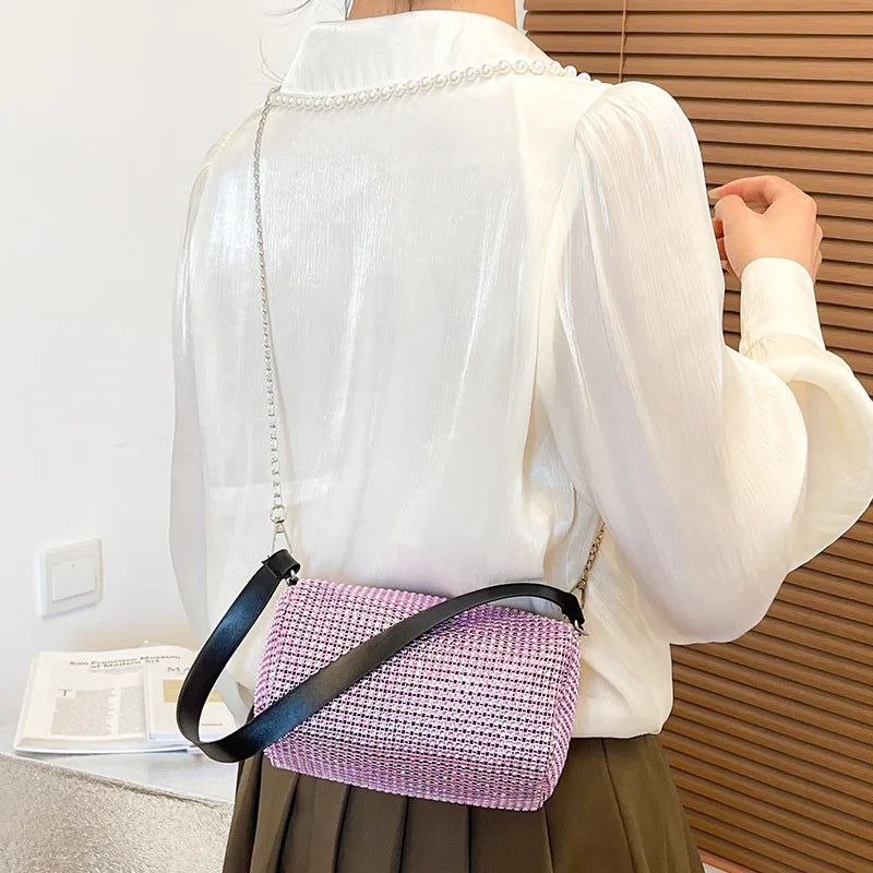 Hot Fix Women's Chain Bag Rhinestone Shoulder Bag