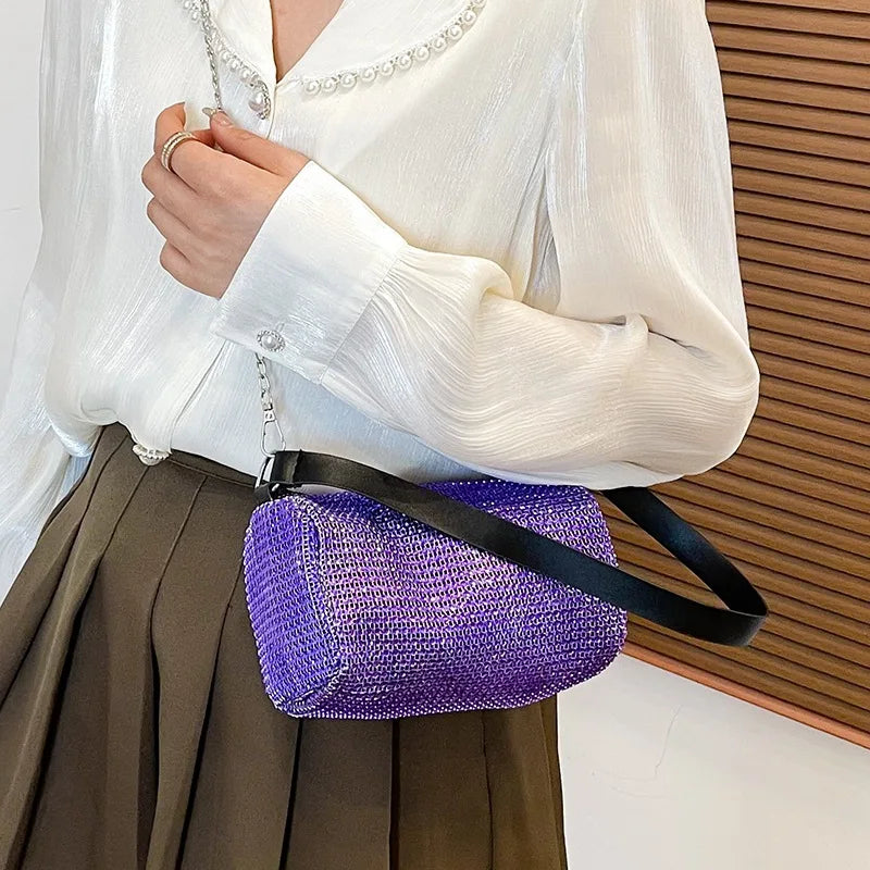 Hot Fix Women's Chain Bag Rhinestone Shoulder Bag