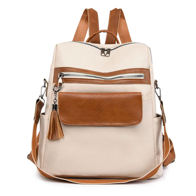 Travel Women Double Strap Bags PU Leather Girl Backpack Schoolbags Shopping