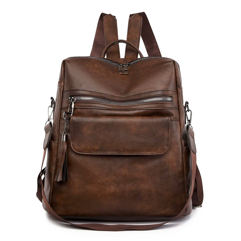 Travel Women Double Strap Bags PU Leather Girl Backpack Schoolbags Shopping