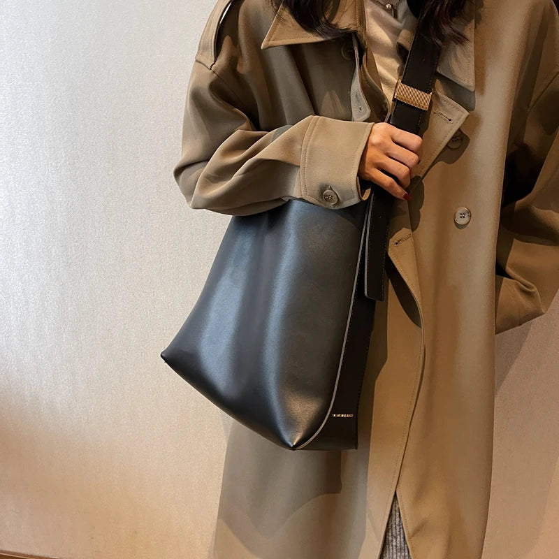 Crossbody Shoulder Bag Women Work Tote Lock Soft PU Leather Multi-function