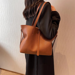 PU Leather Shoulder Bags Multi-function Work Big Pockets