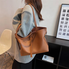 PU Leather Shoulder Bags Multi-function Work Big Pockets