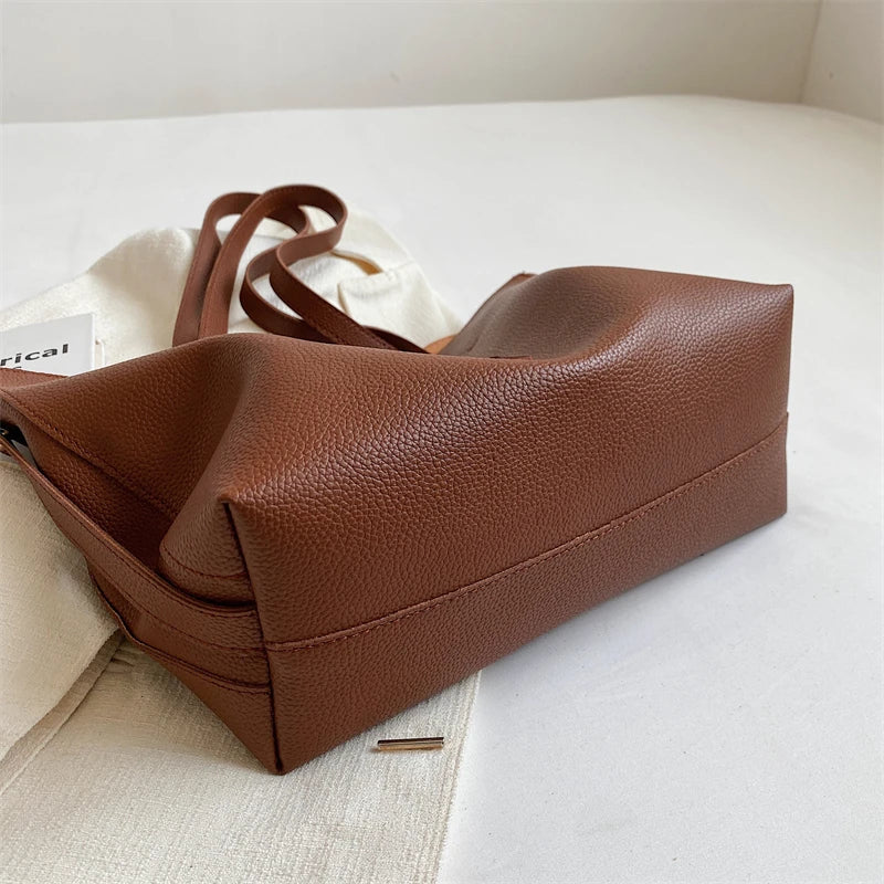 PU Leather Shoulder Bags Multi-function Work Big Pockets