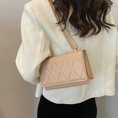 Plaid Shoulder Bag Metal Chain Crossbody Bags For Women