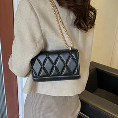 Plaid Shoulder Bag Metal Chain Crossbody Bags For Women