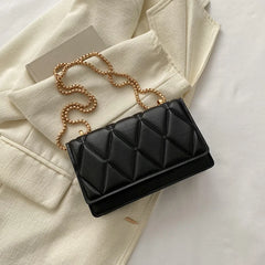 Plaid Shoulder Bag Metal Chain Crossbody Bags For Women