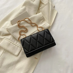 Plaid Shoulder Bag Metal Chain Crossbody Bags For Women