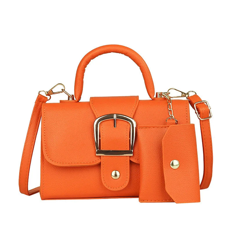 Small Leather Flap Shoulder Bag Crossbody Tote Top Handle Purse